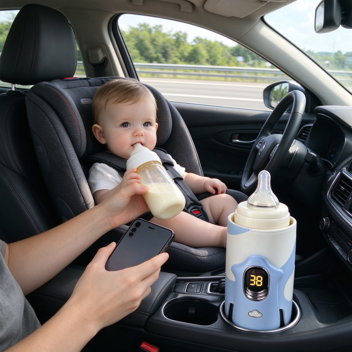 ✨ Baby Feeding Essential | Smart Temperature Control Bottle Warmer Sleeve | Portable Milk Heating Protector | Newborn Care Gift | Modern Travel Design