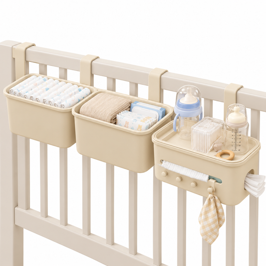 🧸 Space-Saving | Premium PP Baby Crib Organizer | Nursery Storage Essential | New Parents | Multi-Function Hanging Design