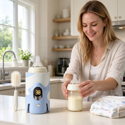 ✨ Baby Feeding Essential | Smart Temperature Control Bottle Warmer Sleeve | Portable Milk Heating Protector | Newborn Care Gift | Modern Travel Design