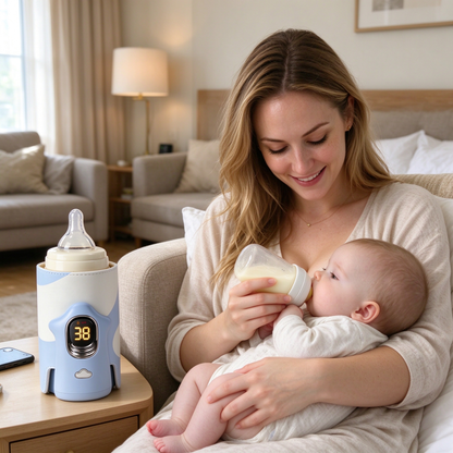 ✨ Baby Feeding Essential | Smart Temperature Control Bottle Warmer Sleeve | Portable Milk Heating Protector | Newborn Care Gift | Modern Travel Design