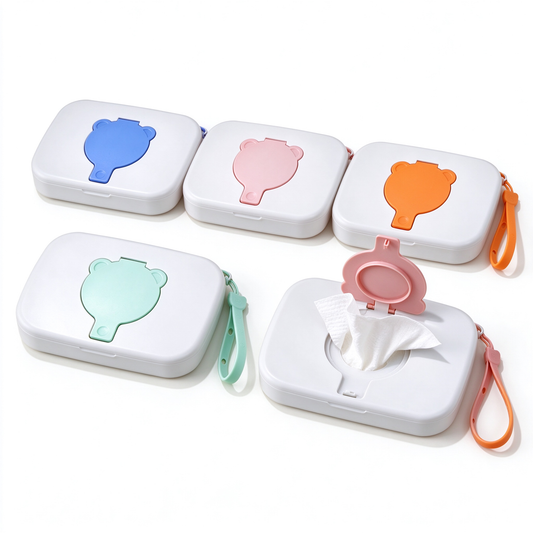🧸 Portable | Durable PP Baby Wipes Case Set | Baby Travel & Diaper Bag Storage | New Parents | Cute Bear Design Leakproof Wet Wipes Organizer
