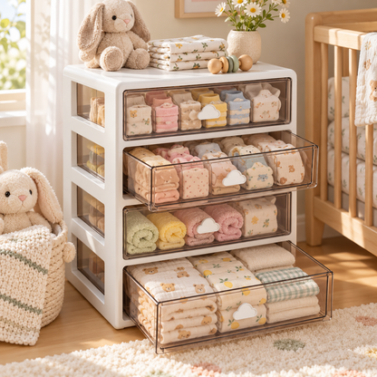 ✨ Space-Saving | Premium PP Baby Storage Organizer | Nursery Closet Essential | New Parents | Clear Drawer Design
