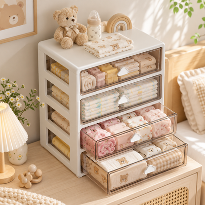 ✨ Space-Saving | Premium PP Baby Storage Organizer | Nursery Closet Essential | New Parents | Clear Drawer Design