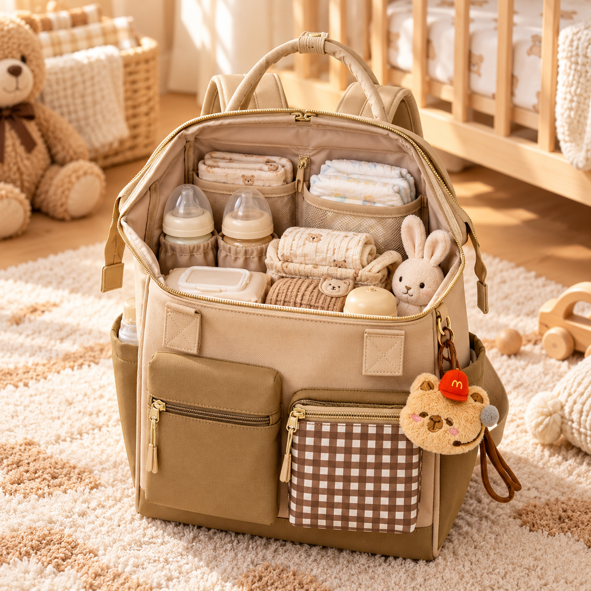 🎒 Premium | Waterproof Oxford Fabric Mummy Backpack | Baby Travel & Daily Organization | New Moms | Multi-Pocket Spacious Diaper Bag Design