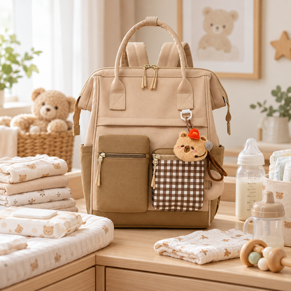 🎒 Premium | Waterproof Oxford Fabric Mummy Backpack | Baby Travel & Daily Organization | New Moms | Multi-Pocket Spacious Diaper Bag Design