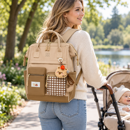 🎒 Premium | Waterproof Oxford Fabric Mummy Backpack | Baby Travel & Daily Organization | New Moms | Multi-Pocket Spacious Diaper Bag Design