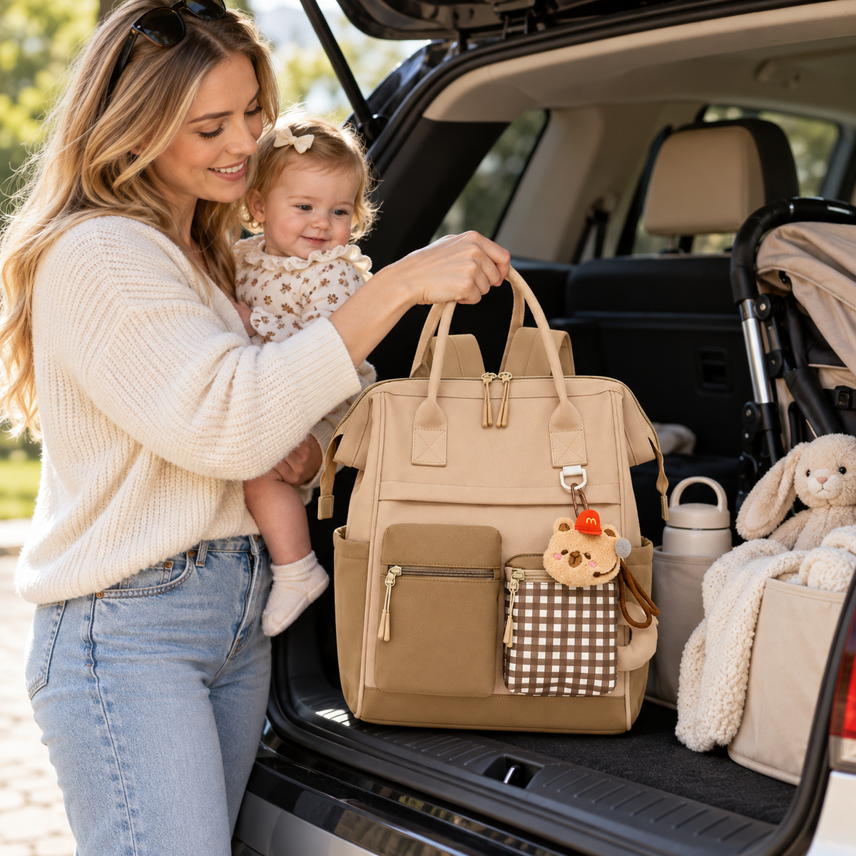 🎒 Premium | Waterproof Oxford Fabric Mummy Backpack | Baby Travel & Daily Organization | New Moms | Multi-Pocket Spacious Diaper Bag Design
