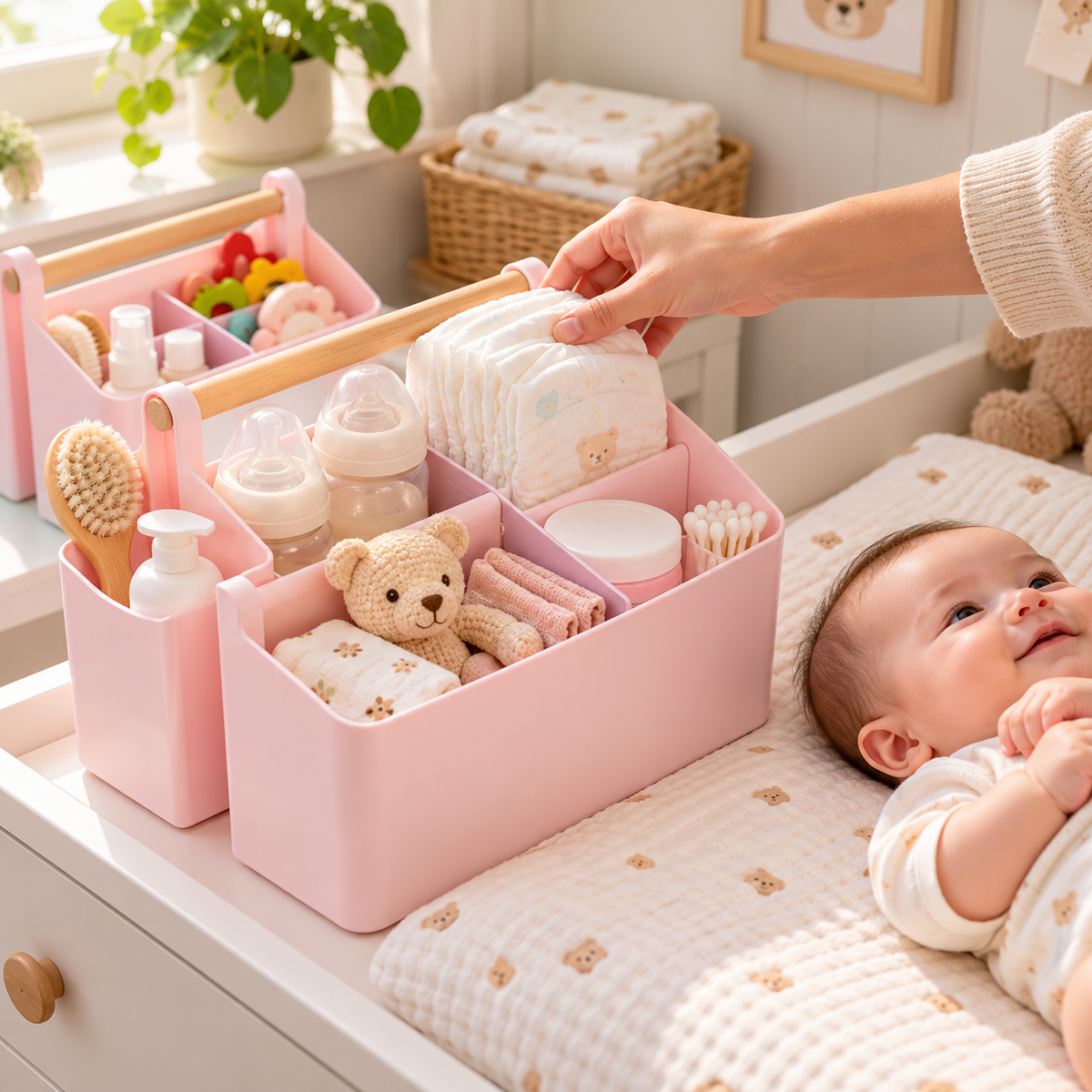 🍼 Nursery Essential | Portable Baby Care Organizer | Minimal Daily Storage