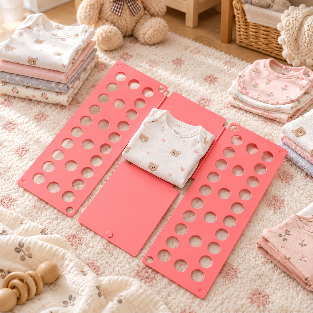 👶 Nursery Essential | Baby Clothes Folding Organizer Board | Space-Saving Wardrobe Storage Tool | Newborn Gift | Adjustable Foldable Clothing Sorter