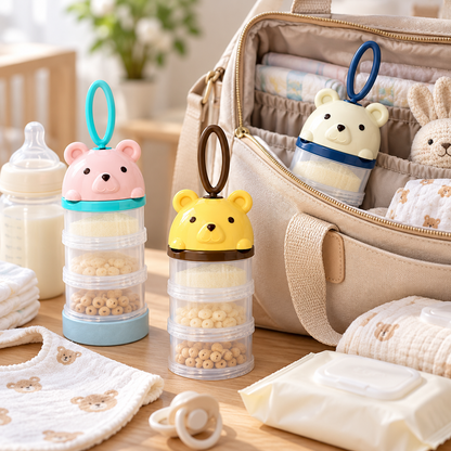🍼 Baby Essential | Portable Formula Container | Travel Feeding Organizer | New Parent Gift | Cute Bear Design
