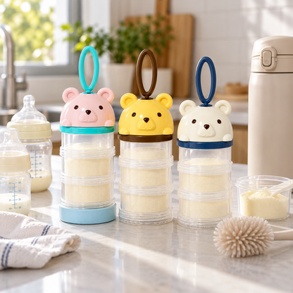 🍼 Baby Essential | Portable Formula Container | Travel Feeding Organizer | New Parent Gift | Cute Bear Design