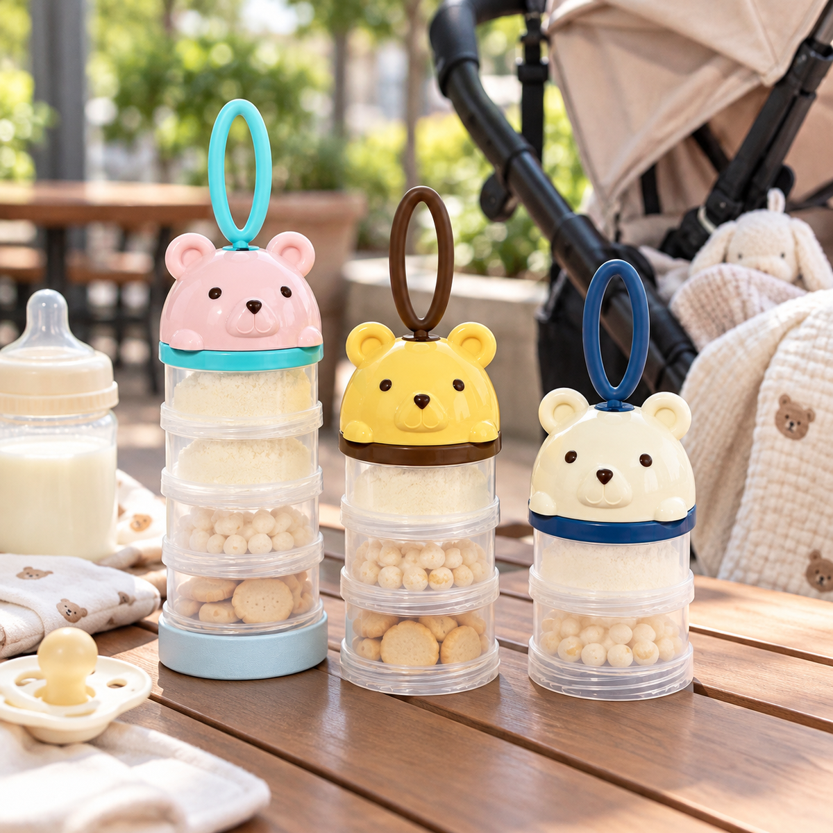 🍼 Baby Essential | Portable Formula Container | Travel Feeding Organizer | New Parent Gift | Cute Bear Design