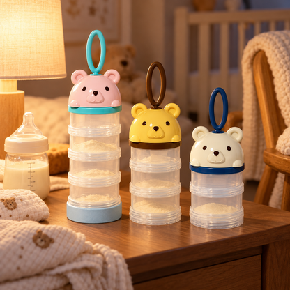 🍼 Baby Essential | Portable Formula Container | Travel Feeding Organizer | New Parent Gift | Cute Bear Design