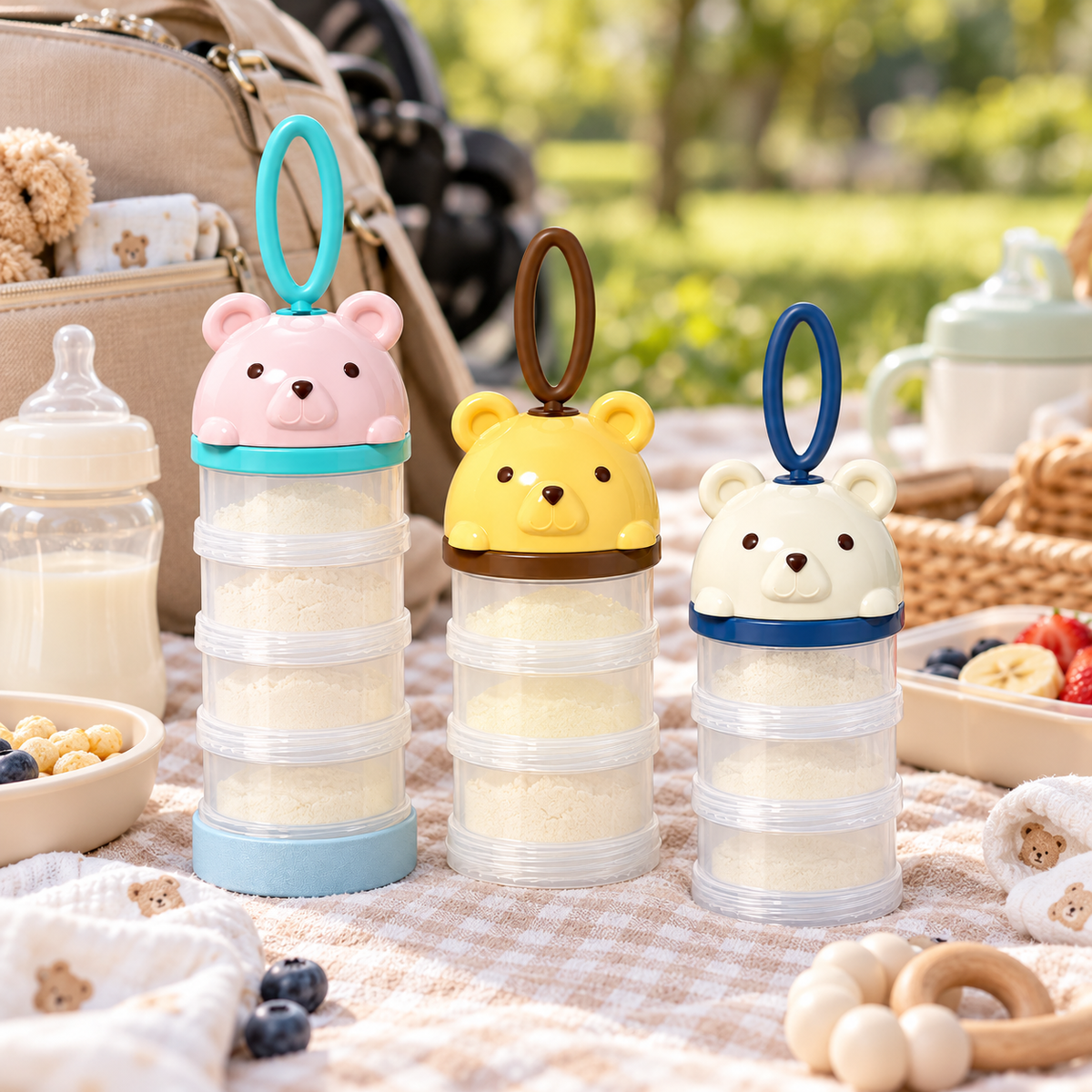 🍼 Baby Essential | Portable Formula Container | Travel Feeding Organizer | New Parent Gift | Cute Bear Design
