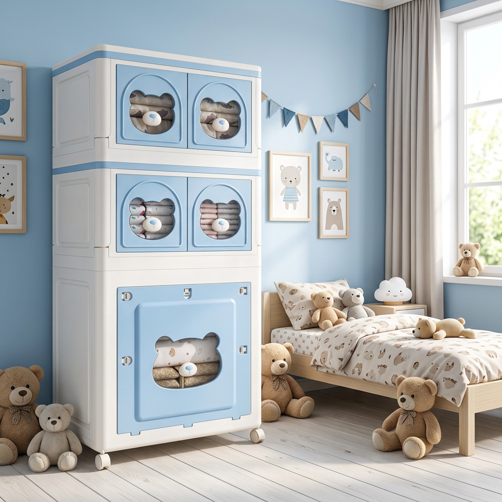 🧸 Space-Saving | Durable PP Kids Storage Cabinet | Nursery & Bedroom Organization | Parents & Children | Foldable Multi-Layer Drawer Design