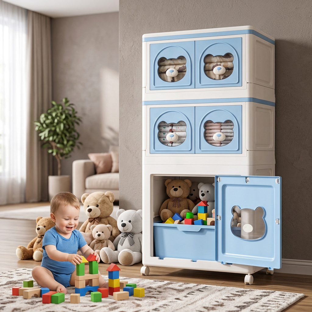 🧸 Space-Saving | Durable PP Kids Storage Cabinet | Nursery & Bedroom Organization | Parents & Children | Foldable Multi-Layer Drawer Design