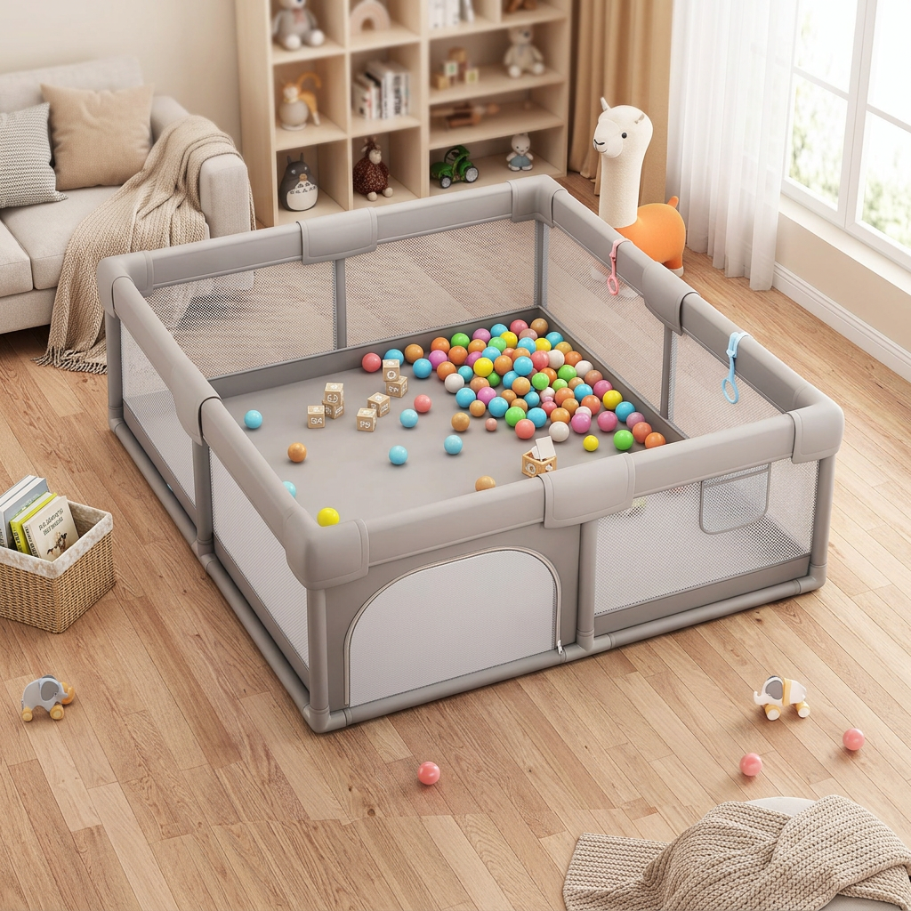 🧸 Baby Safety Essential | Foldable Playpen Fence | Indoor Activity Center | Newborn Gift Choice | Breathable Mesh Design