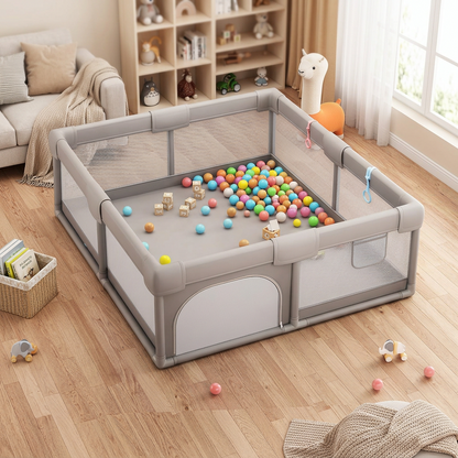 🧸 Baby Safety Essential | Foldable Playpen Fence | Indoor Activity Center | Newborn Gift Choice | Breathable Mesh Design