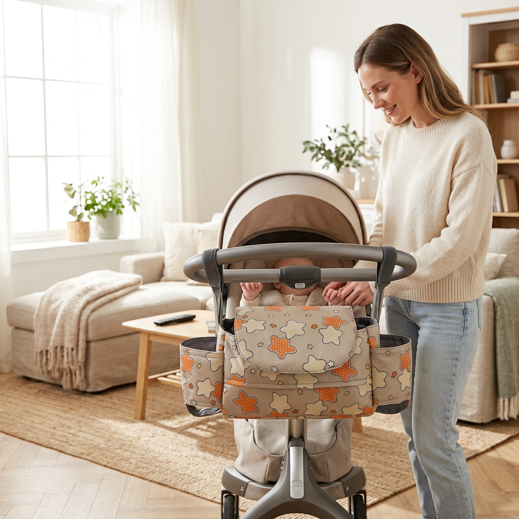 👜 Multi-Function | Durable Oxford Fabric Stroller Organizer Bag | Baby Travel & Nursery Storage | New Parents | Large Capacity Portable Hanging Design