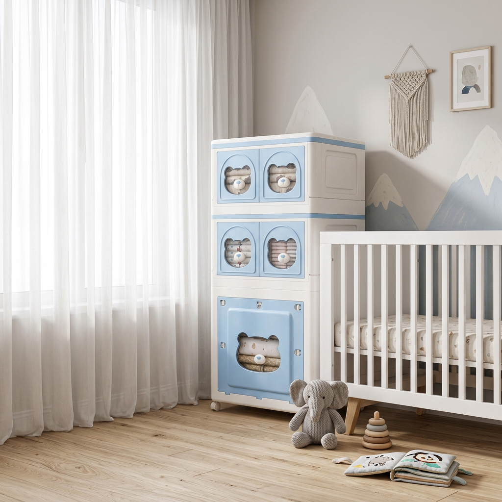 🧸 Space-Saving | Durable PP Kids Storage Cabinet | Nursery & Bedroom Organization | Parents & Children | Foldable Multi-Layer Drawer Design