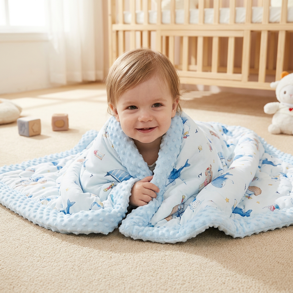 🌙 Baby Sleep Essential | Soft Minky Dot Blanket | Cozy Newborn Bedding Comforter | New Mom Gift | Gentle Nursery Design