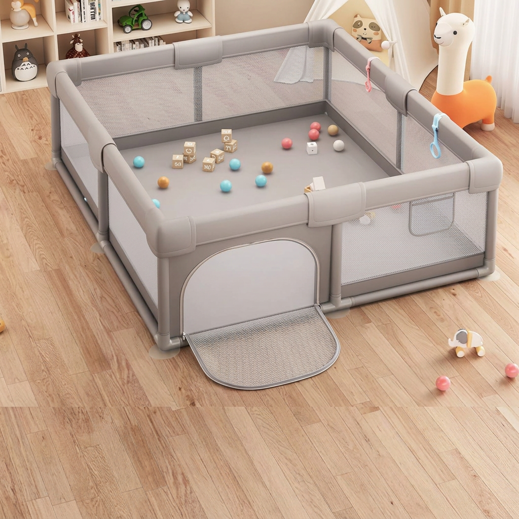 🧸 Baby Safety Essential | Foldable Playpen Fence | Indoor Activity Center | Newborn Gift Choice | Breathable Mesh Design